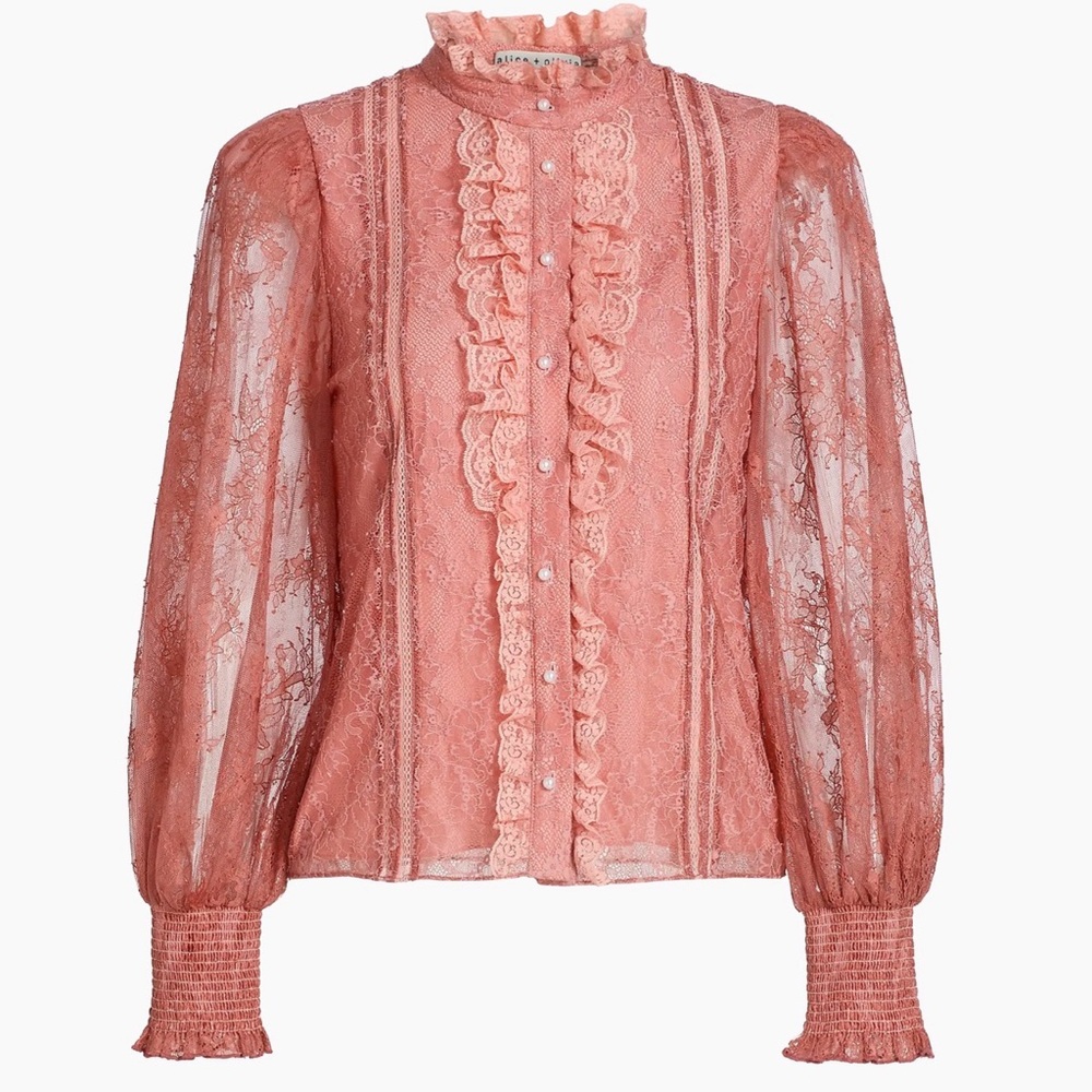 ALICE + OLIVIA Eugenia Lace Handkerchief Blouse size small $256 NEW - Picture 2 of 12